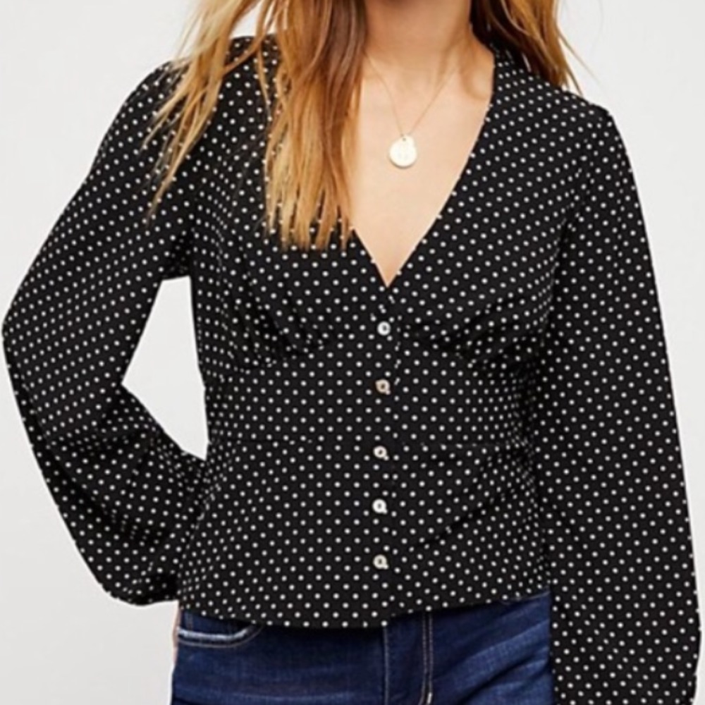 NWOT Free People Love Street Top Button Blouse XS